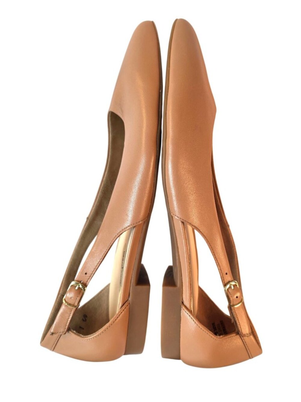 Paul Green Rica Pointed Toe D'Orsay Flats Tan Leather Womens 7 Ankle Strap NWOB - Picture 2 of 12